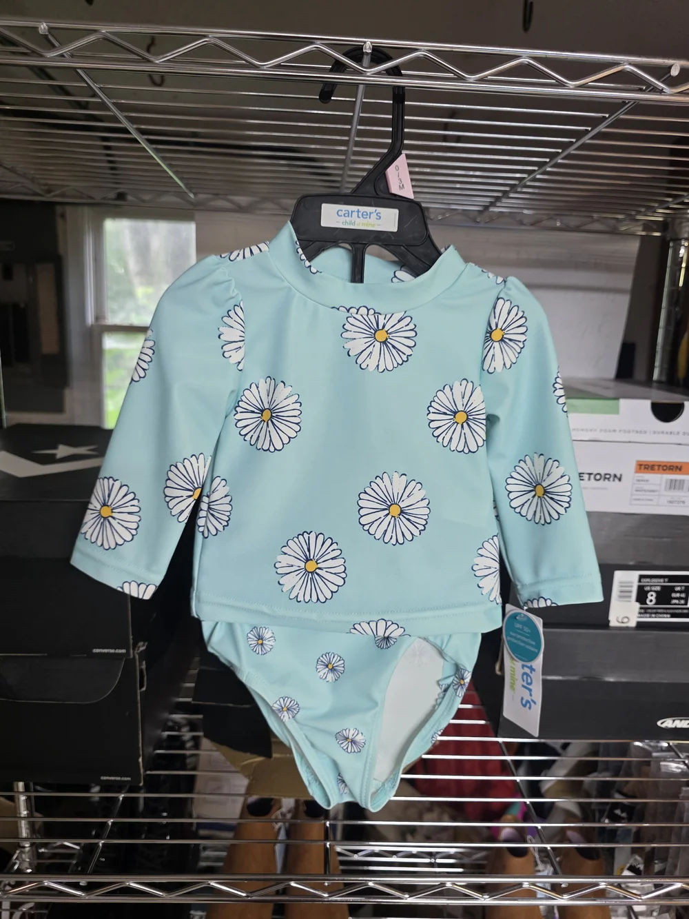 Carter's Light Blue Daisy Print Long-Sleeve Rashguard Set